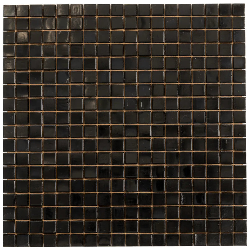 Rich Black 12x12 Glossy Uniform Square Glass Mosaic Tile (20 pack, 18.69 sq ft/case) by Apollo Tile