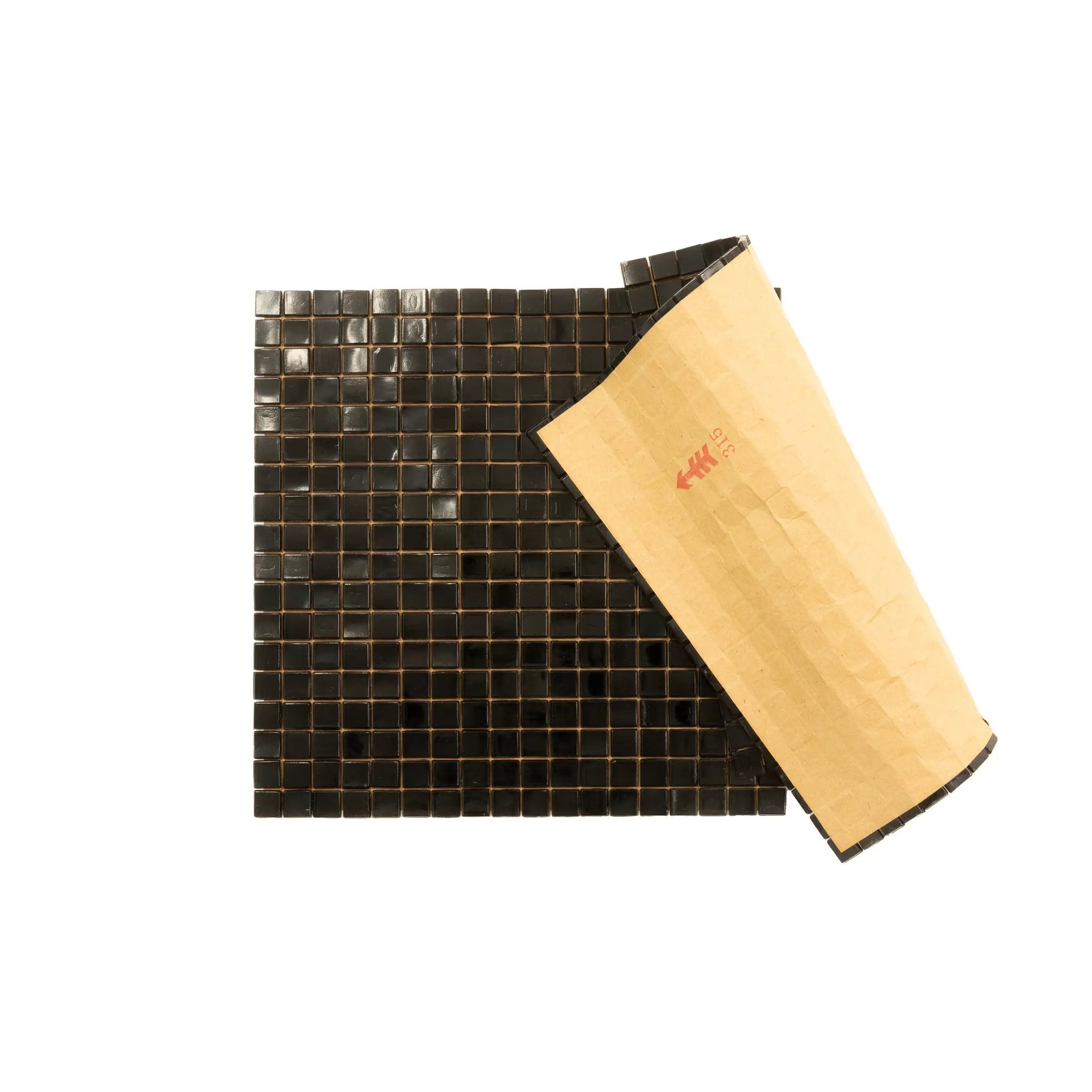 Rich Black 12x12 Glossy Uniform Square Glass Mosaic Tile (20 pack, 18.69 sq ft/case) by Apollo Tile