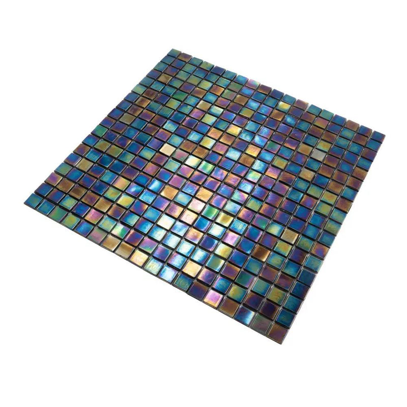 Shimmer Multi Blue 12x12 Glossy Uniform Square Glass Mosaic Tile (20 pack, 18.69 sq ft/case) by Apollo Tile