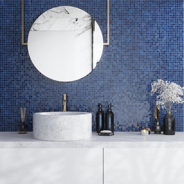 Navy Blue 12x12 Glossy Uniform Square Glass Mosaic Tile (20 pack, 18.69 sq ft/case)