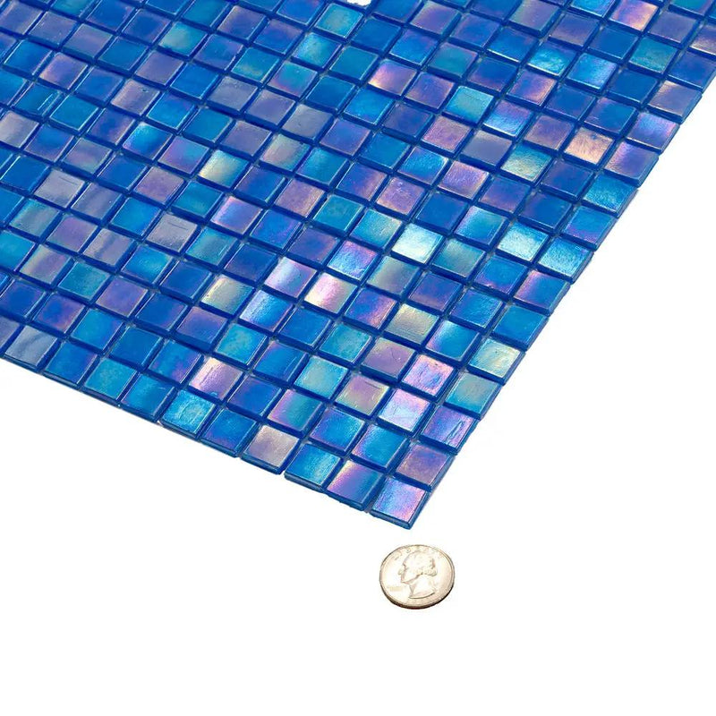 Azure Blue 12x12 Glossy Uniform Square Glass Mosaic Tile (20 pack, 18.69 sq ft/case) by Apollo Tile