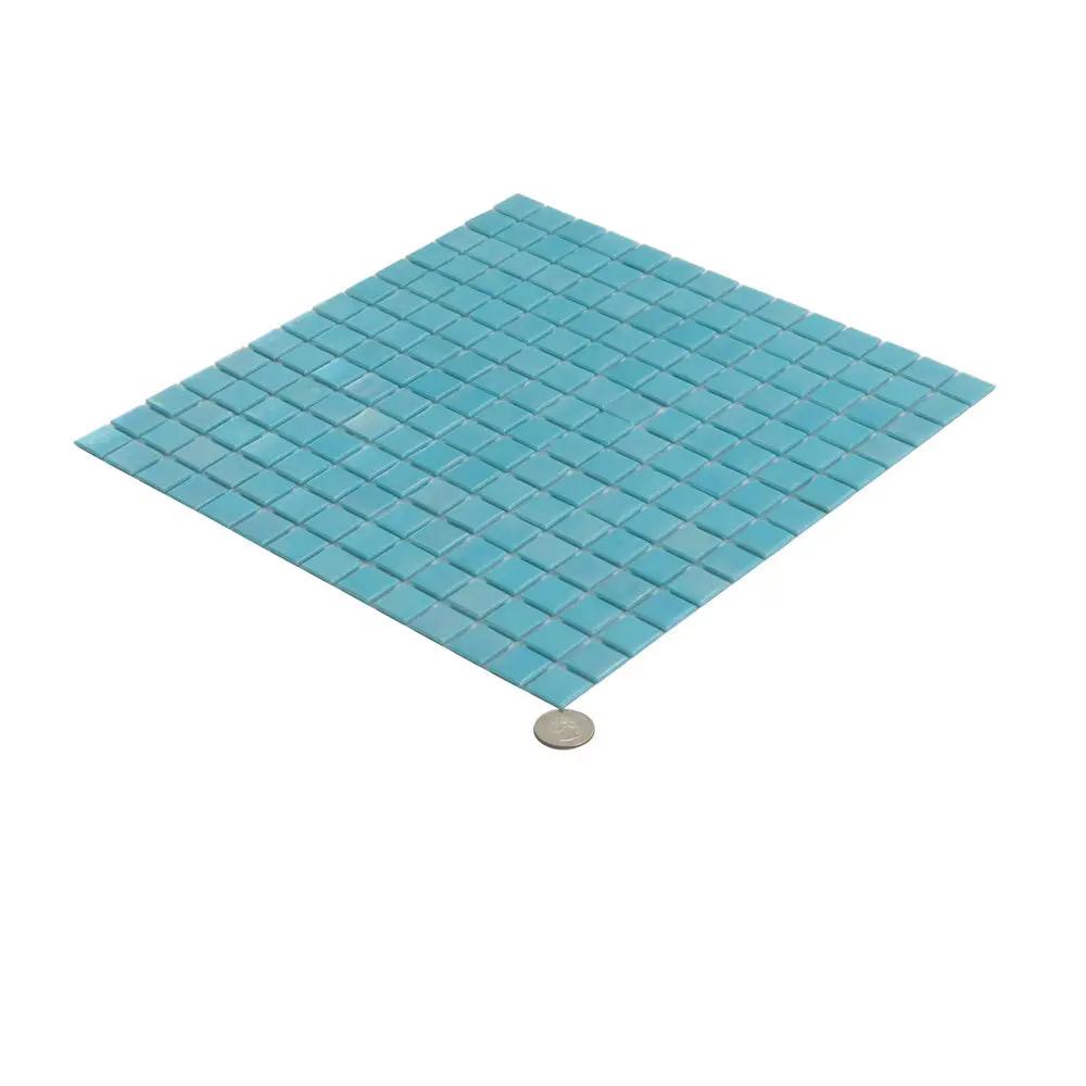 Cyan Blue 12x12 Uniform Square Glossy Glass Mosaic Tile (20 pack, 20 sq ft/case) by Apollo Tile