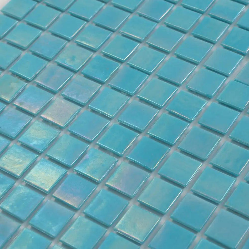 Cyan Blue 12x12 Uniform Square Glossy Glass Mosaic Tile (20 pack, 20 sq ft/case) by Apollo Tile