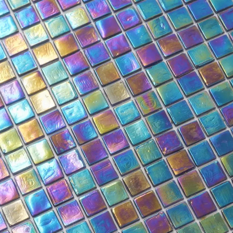 Dark Shimmer Multi Blue 12x12 Glossy Uniform Square Glass Mosaic Tile (20 pack, 18.69 sq ft/case) by Apollo Tile