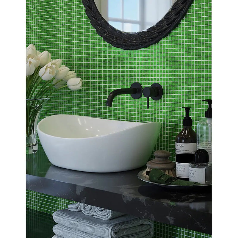 Forest Green 12x12 Glossy Uniform Square Glass Mosaic Tile (20 pack, 18.69 sq ft/case) by Apollo Tile