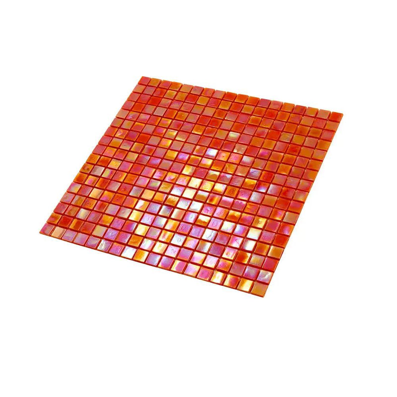 Fire Orange 12x12 Glossy Uniform Square Glass Mosaic Tile (20 pack, 18.69 sq ft/case) by Apollo Tile