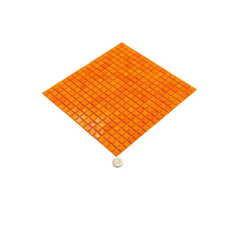 Red-Orange 12x12 Glossy Uniform Square Glass Mosaic Tile (20 pack, 18.69 sq ft/case) by Apollo Tile