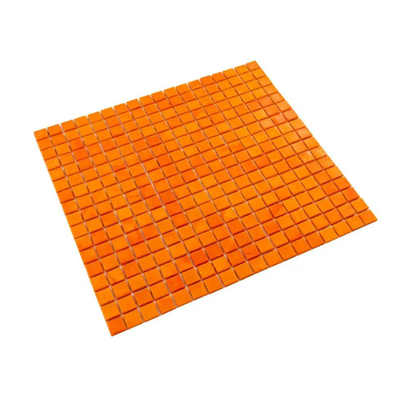Red-Orange 12x12 Glossy Uniform Square Glass Mosaic Tile (20 pack, 18.69 sq ft/case) by Apollo Tile