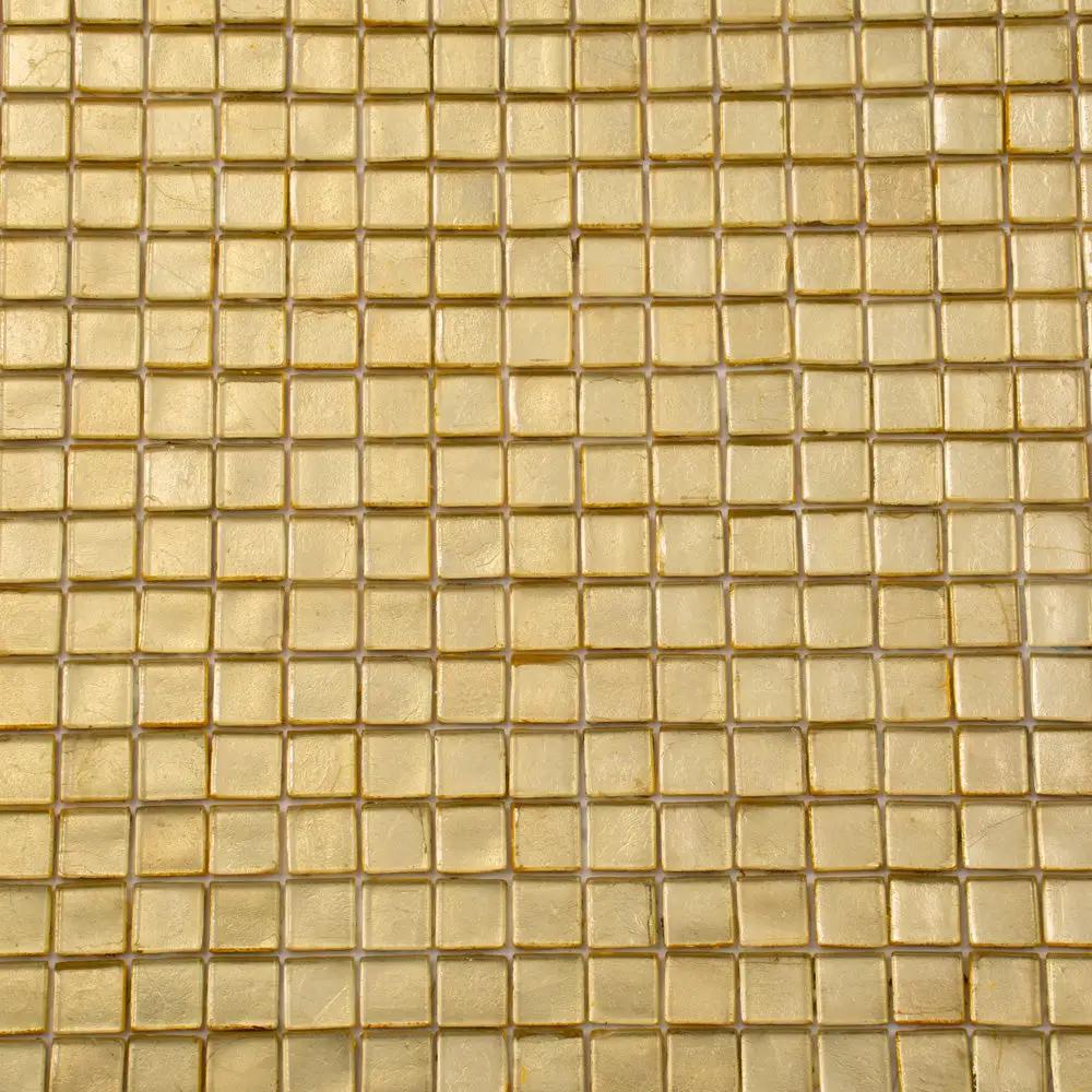 Satin Sheen Gold 12x12 Glossy Uniform Square Glass Mosaic Tile (20 pack, 18.69 sq ft/case) by Apollo Tile