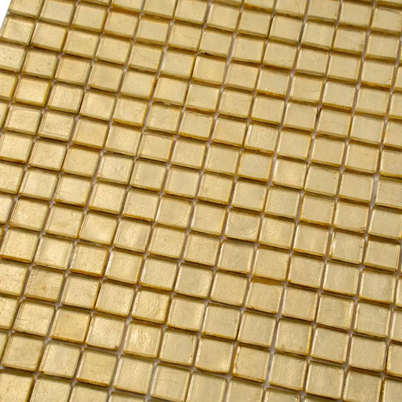 Satin Sheen Gold 12x12 Glossy Uniform Square Glass Mosaic Tile (20 pack, 18.69 sq ft/case) by Apollo Tile