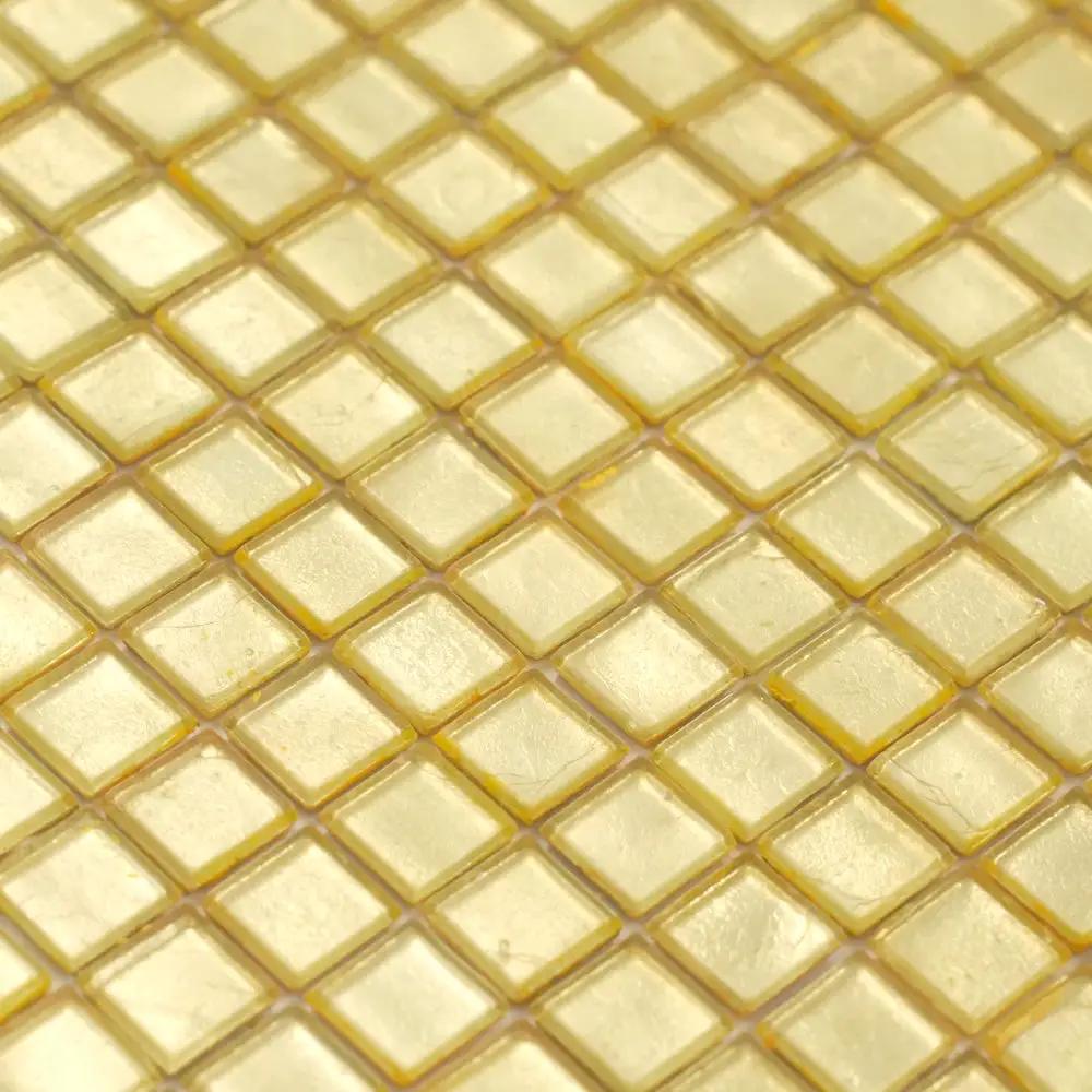 Satin Sheen Gold 12x12 Glossy Uniform Square Glass Mosaic Tile (20 pack, 18.69 sq ft/case) by Apollo Tile