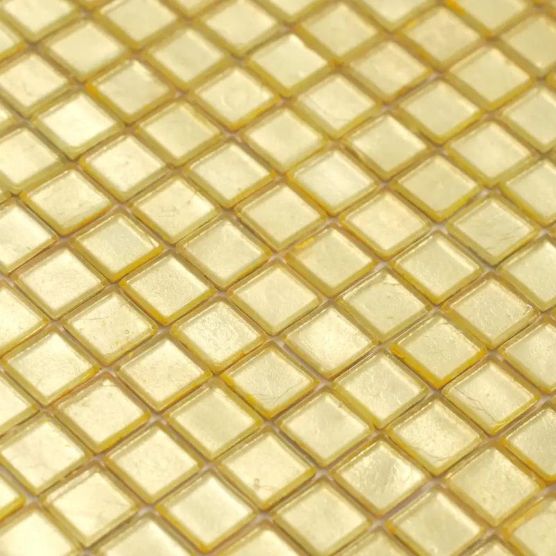 Satin Sheen Gold 12x12 Glossy Uniform Square Glass Mosaic Tile (20 pack, 18.69 sq ft/case) by Apollo Tile