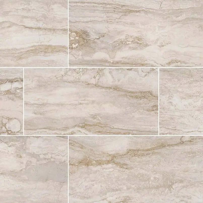 Bernini Bianco Matte Travertine Look Porcelain Tiles 12x24 close up