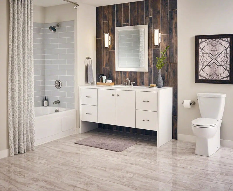Bernini Bianco Matte Travertine Look Porcelain Mosaics 2x2 in a finished room