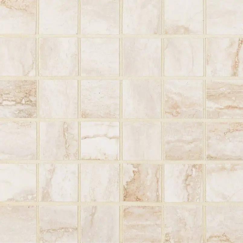Bernini Bianco Matte Travertine Look Porcelain Mosaics 2x2 close up