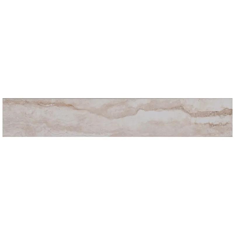 Bernini Bianco Matte Bullnose Travertine Look Porcelain Moldings 3x18 close up