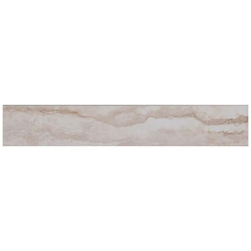 Bernini Bianco Matte Bullnose Travertine Look Porcelain Moldings 3x18 close up