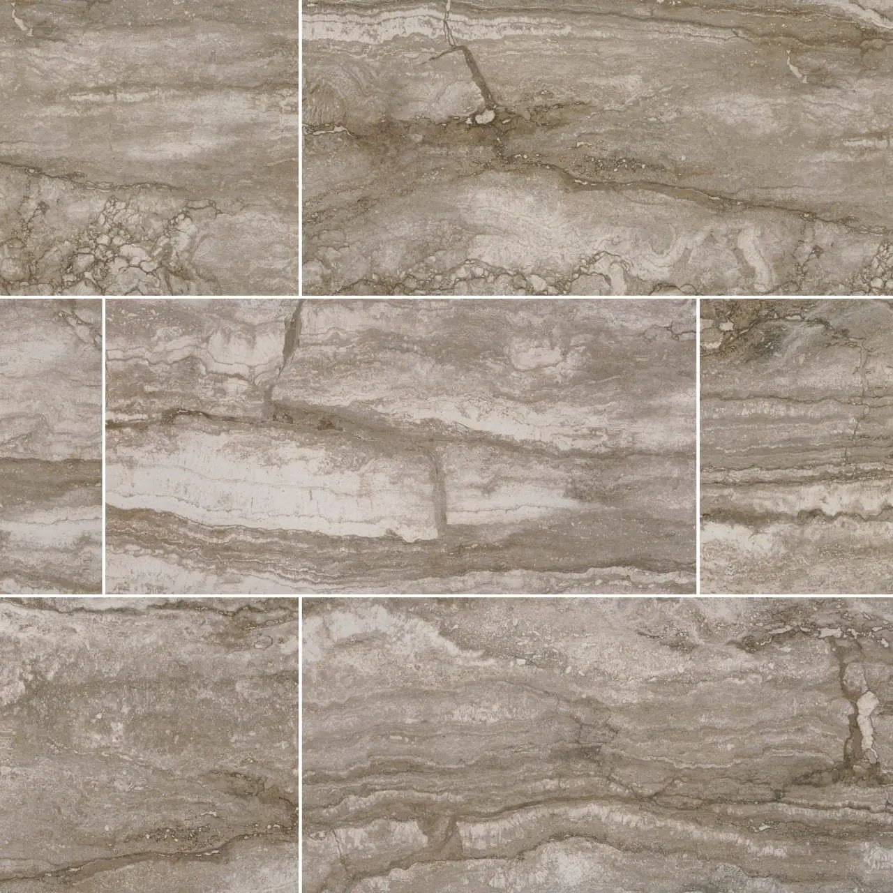 Bernini Camo Matte Travertine Look Porcelain Tiles 12x24 close up