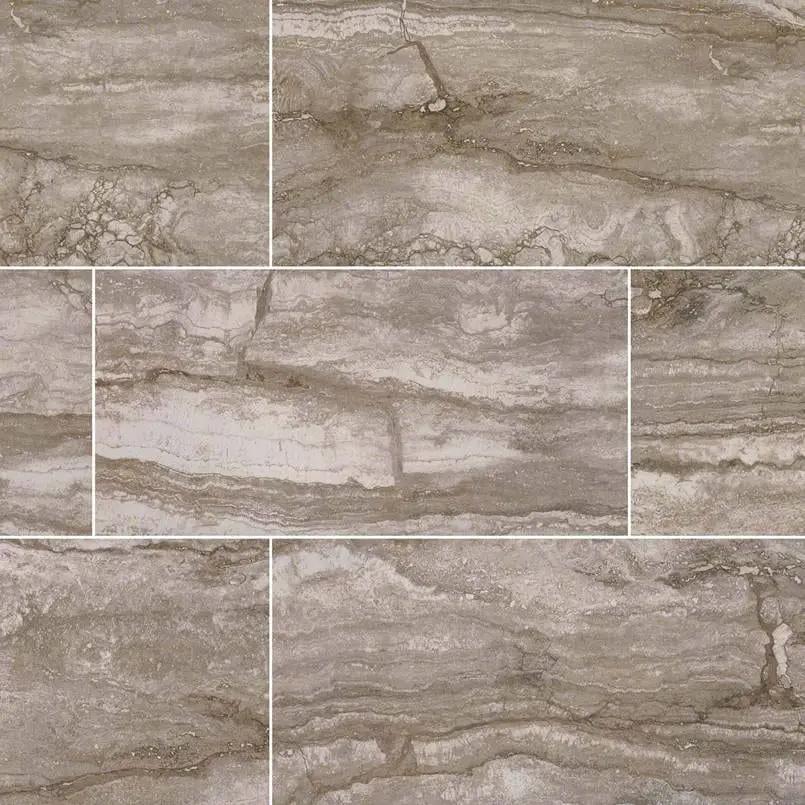 Bernini Camo Matte Travertine Look Porcelain Tiles 12x24 close up