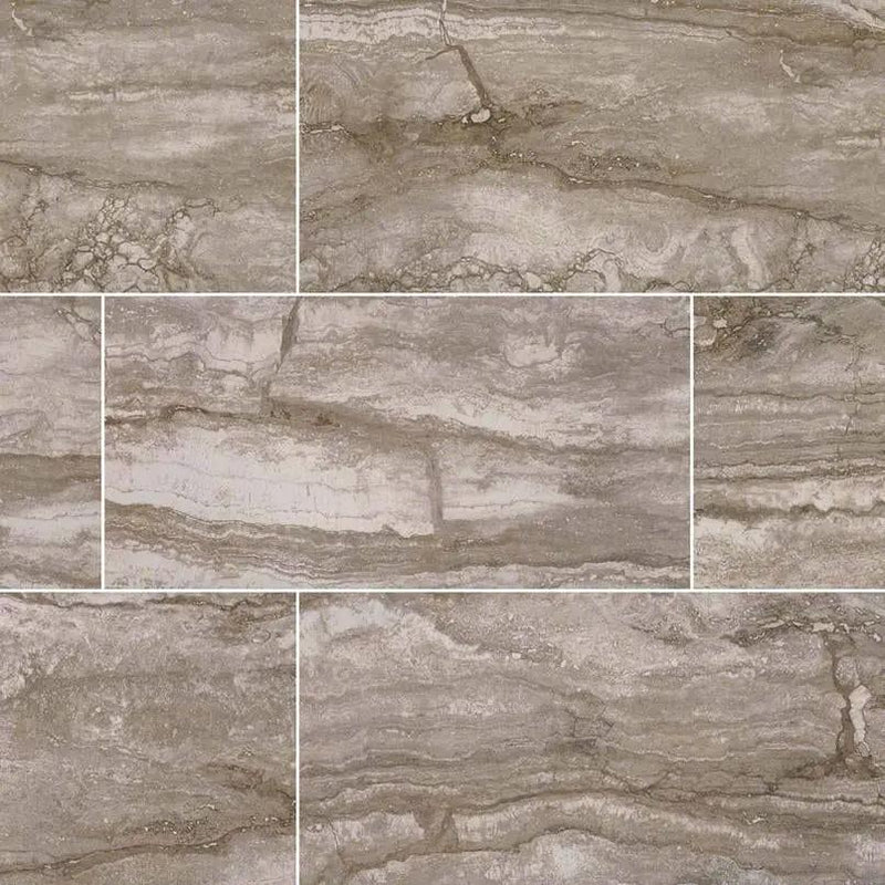 Bernini Camo Matte Travertine Look Porcelain Tiles 12x24 close up