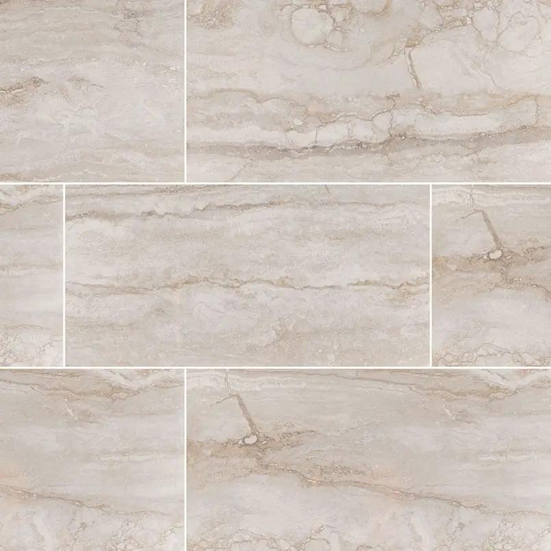 Bernini Camo Polished Travertine Look Porcelain Tiles 12x24 by MSI Surfaces