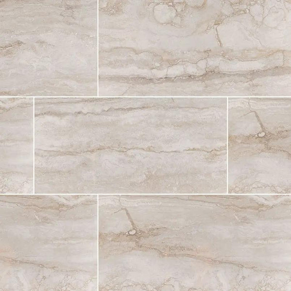 Bernini Camo Polished Travertine Look Porcelain Tiles 12x24