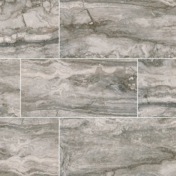 Bernini Carbone Matte Travertine Look Porcelain Tiles 12x24