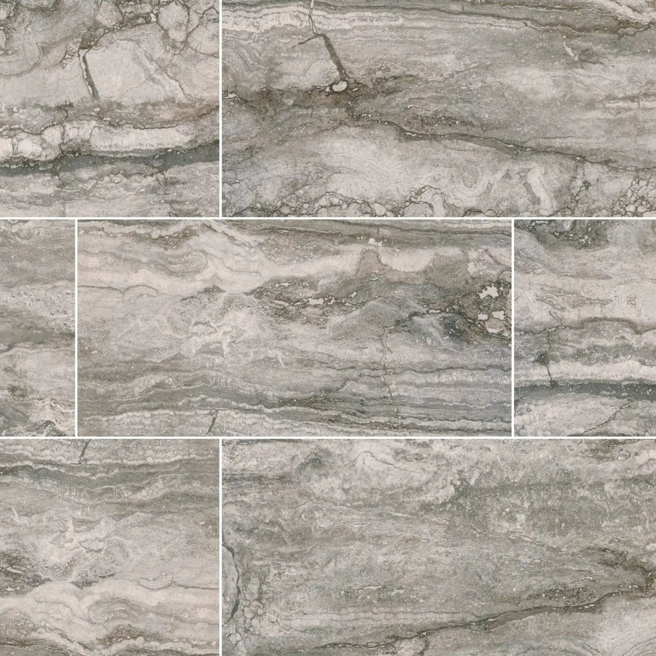 Bernini Carbone Polished Bullnose Travertine Look Porcelain Moldings 3x18 close up