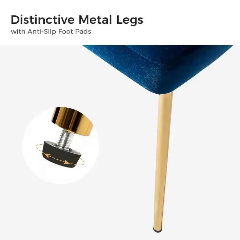 Navy Blue Velvet Upholstered Wingback Accent Side Chair w/ Gold Metal Legs by HomePacific