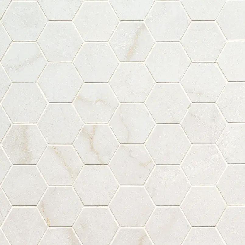 Brighton Gold Matte Hexagon Porcelain Mosaics 2x2 close up