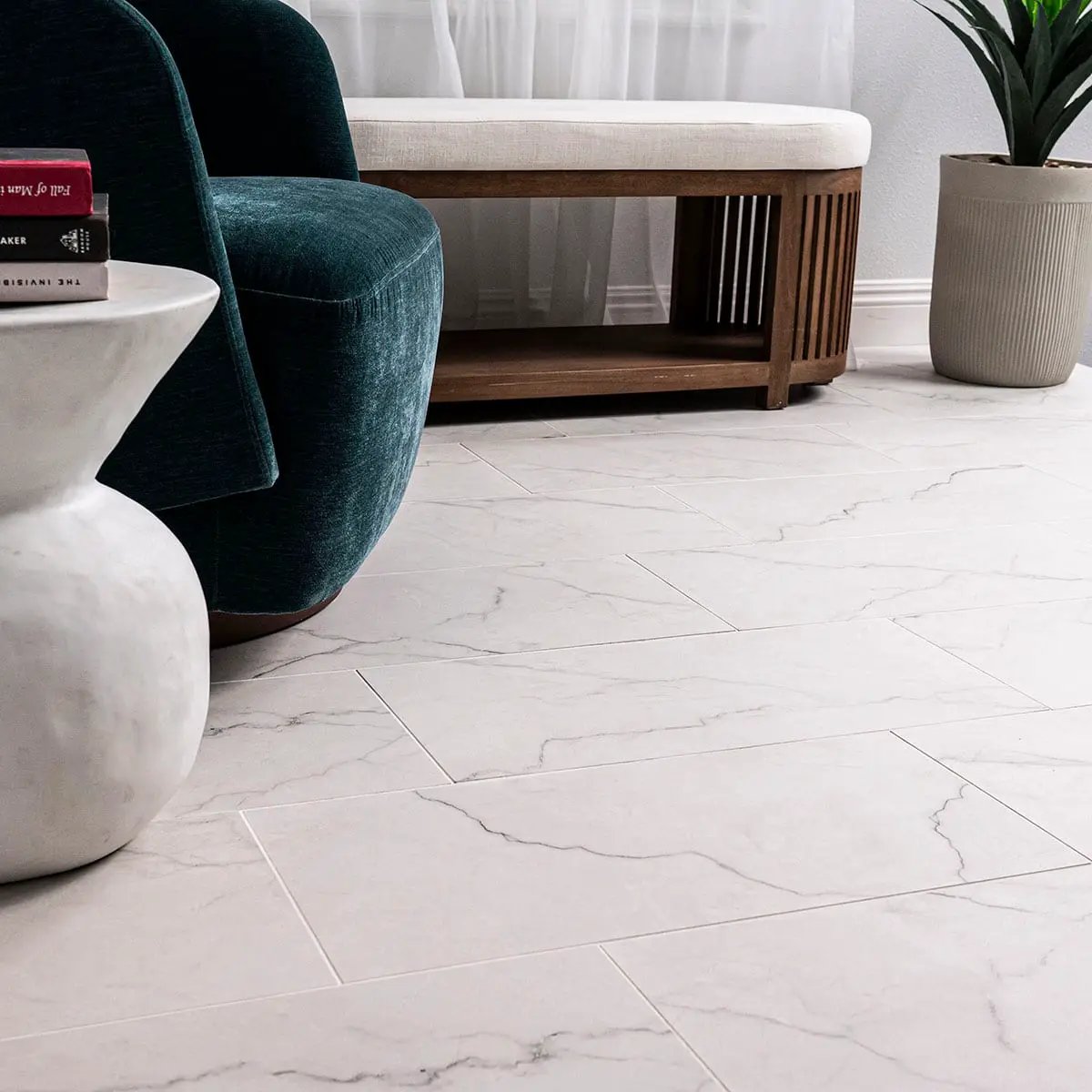 Brighton Grey Polished Porcelain Tiles 12x24 close up