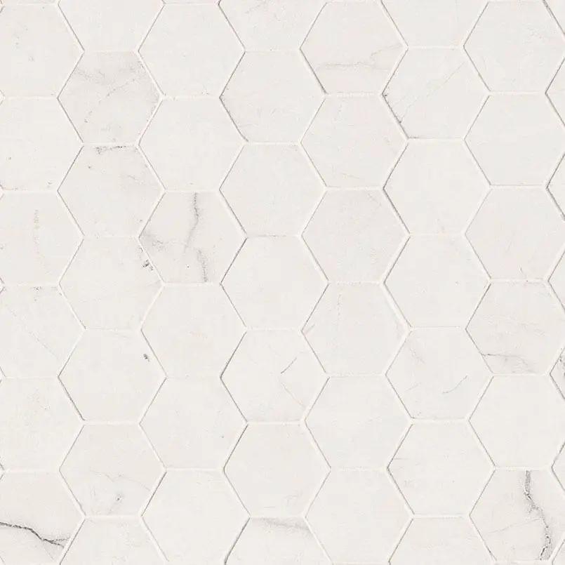 Brighton Grey Matte Hexagon Porcelain Mosaics 2x2 close up