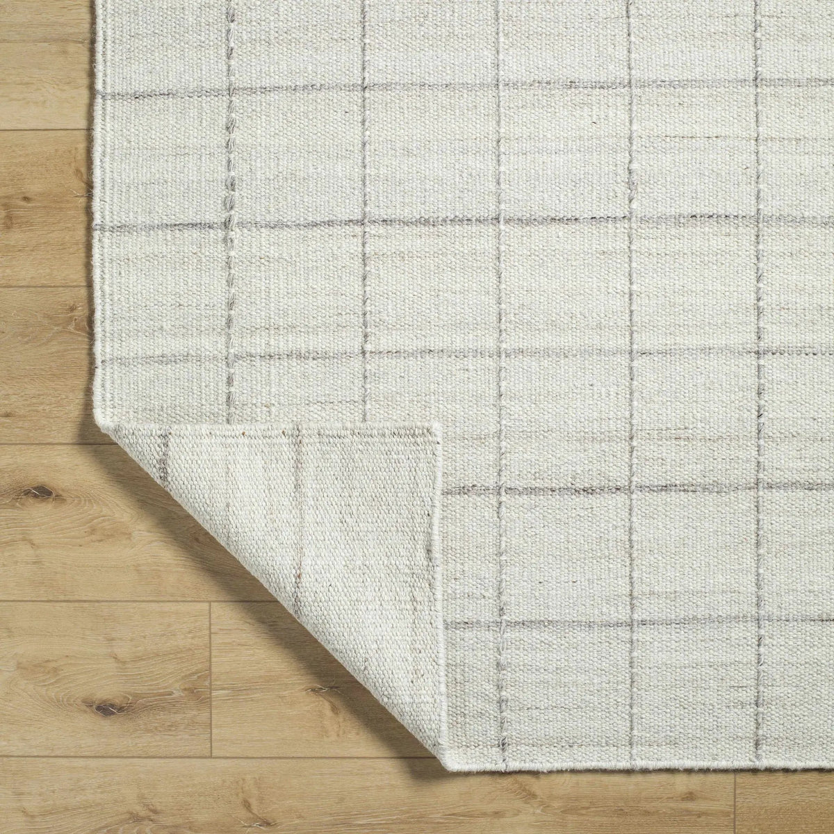 Nissa Cream Checkered Wool Rug, photo 6 of 10