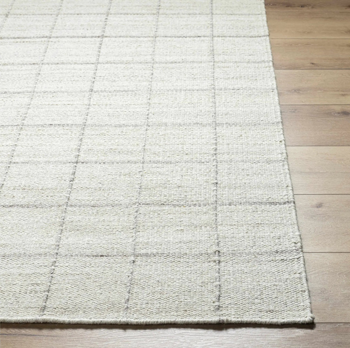 Nissa Cream Checkered Wool Rug, photo 5 of 10
