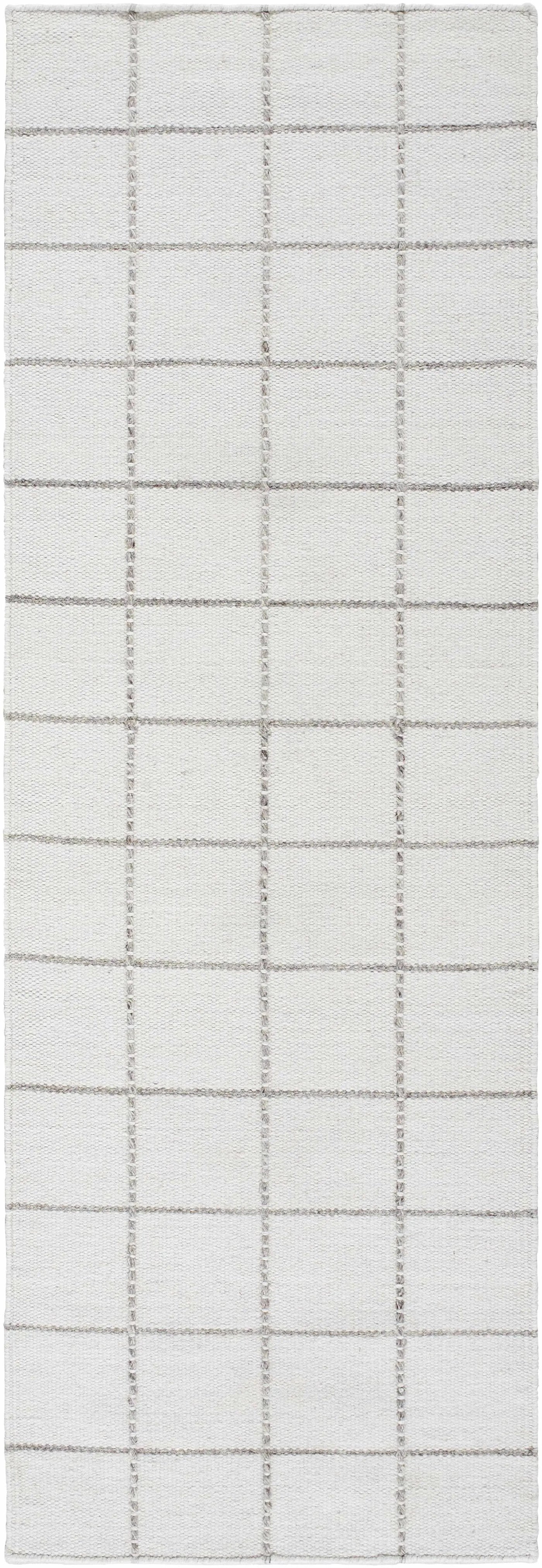 Nissa White Gray Checkered Wool Rug by Boutique Rugs