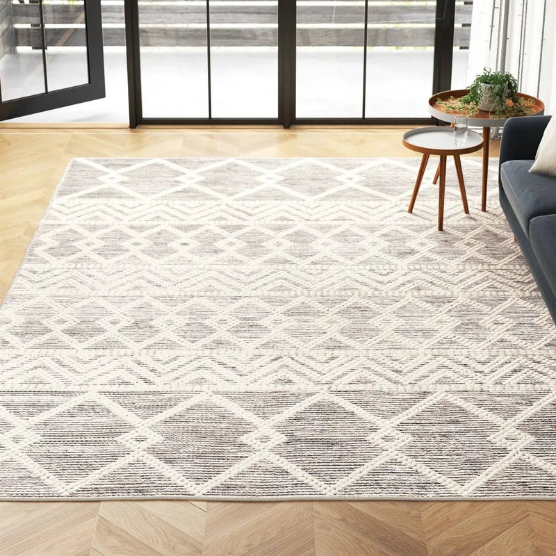 9-ft. x 12-ft. Hand Woven Wool Blend Grey Beige Ivory Persian Style Area Rug by HomePacific