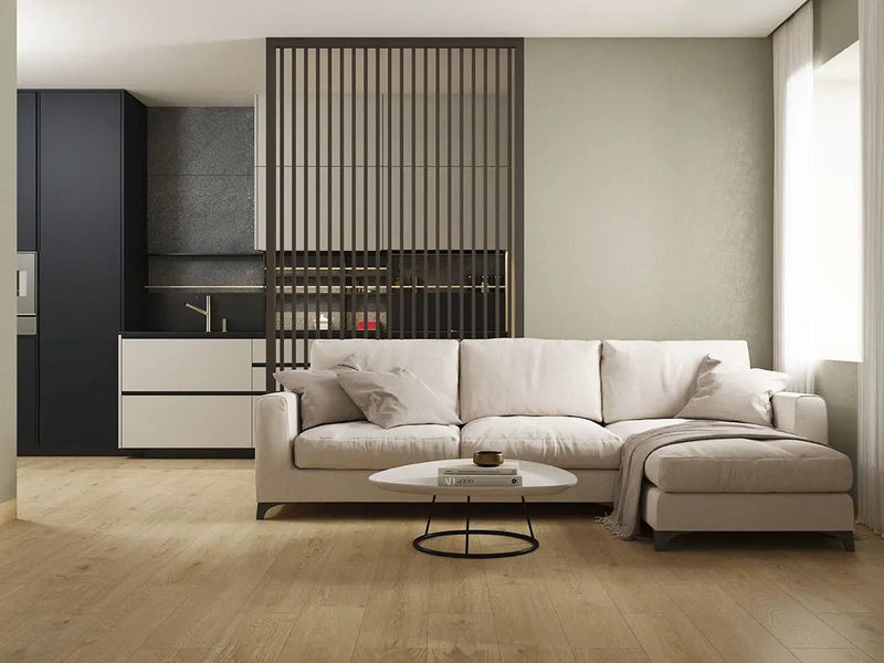 Cabana Blonde 9x47 Matte Wood Look Porcelain Tiles in a finished room