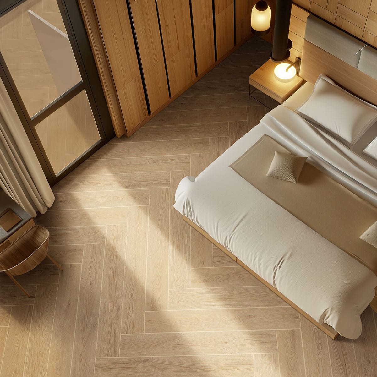 Cabana Blonde 9x47 Matte Wood Look Porcelain Tiles in a finished room