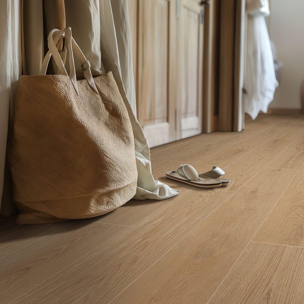 Cabana Blonde 9x47 Matte Wood Look Porcelain Tiles in a finished room