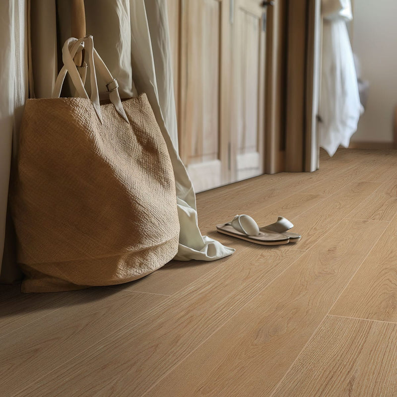 Cabana Blonde 9x47 Matte Wood Look Porcelain Tiles in a finished room