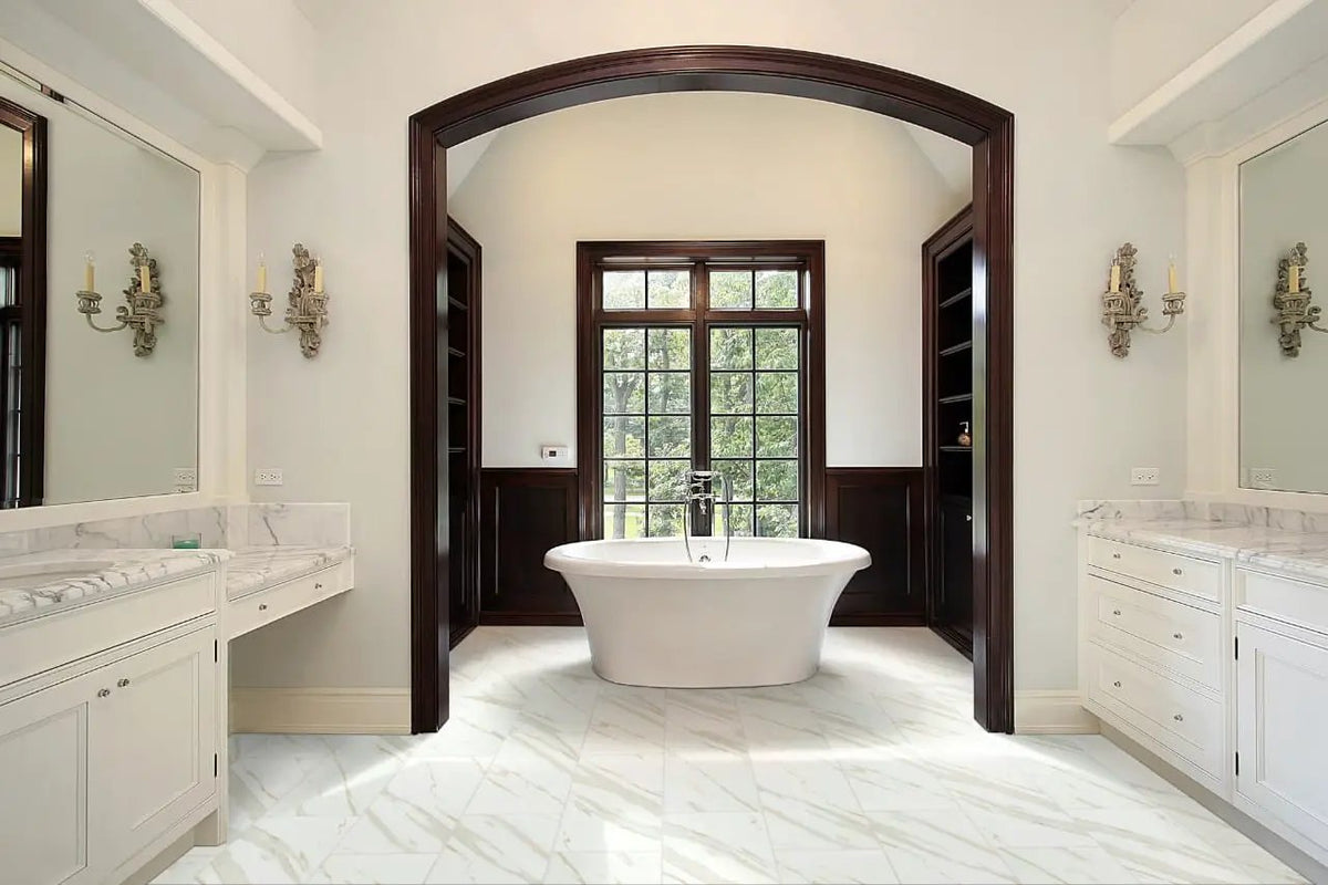 Pietra Calacatta Polished Marble Look Porcelain Tiles 12x24 by MSI Surfaces