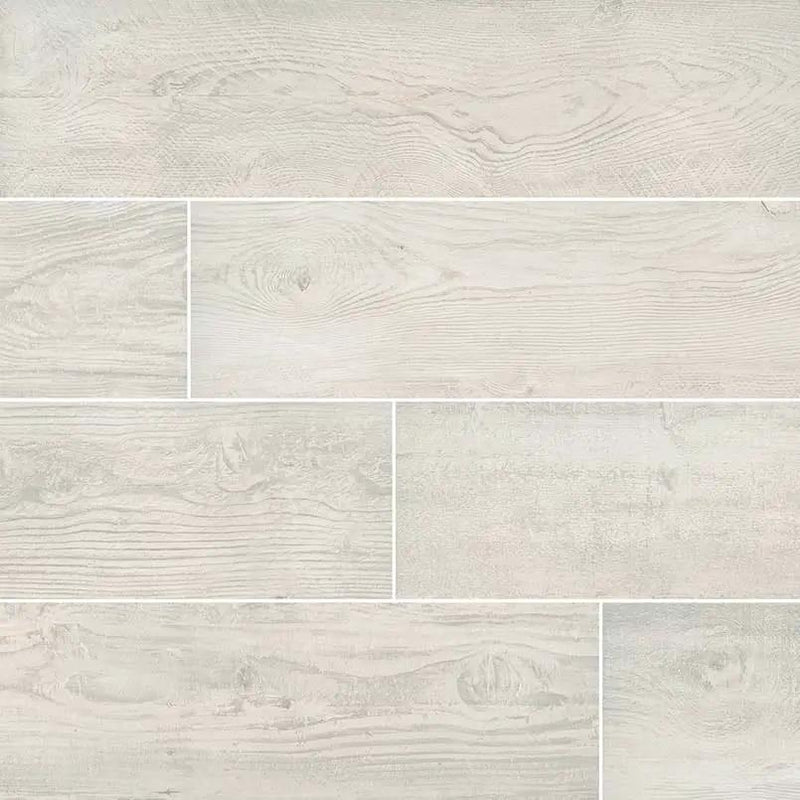 Caldera Blanca Matte Wood Look Porcelain Tiles 8x47 close up