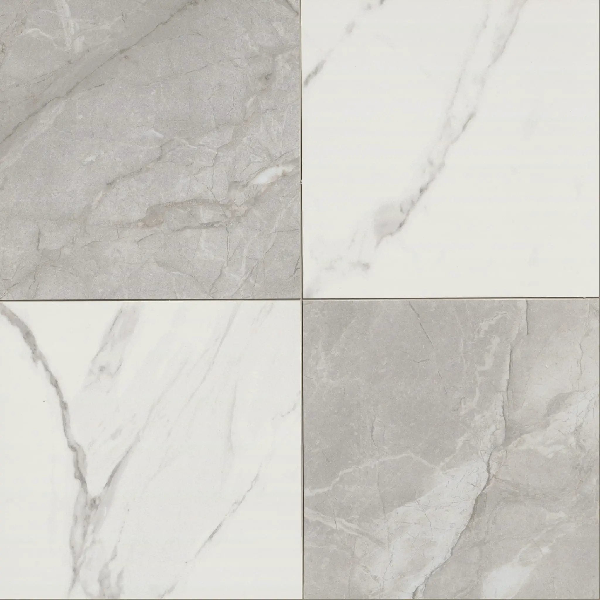Casa Duet Calacatta Grigio Checkered Matte Porcelain Tiles 24x24 close up