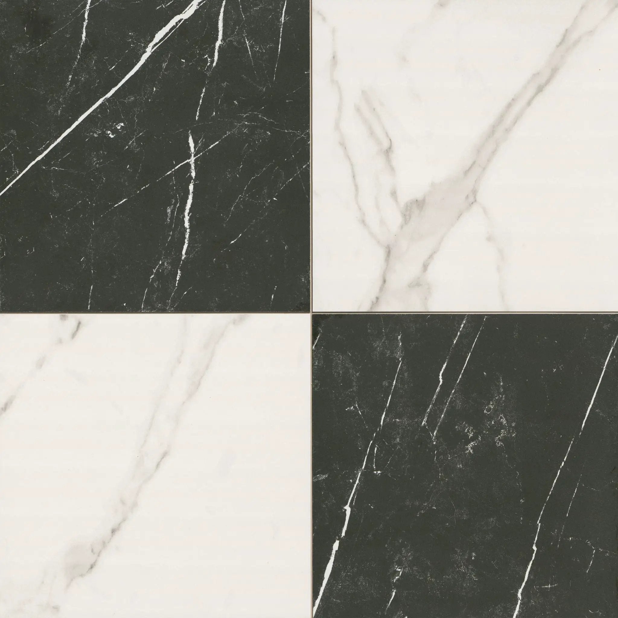 Casa Duet Calacatta Marquina Checkered Matte Porcelain Tiles 24x24 close up