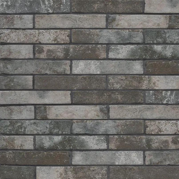 Brickstone Charcoal Brick 2x10 Matte Porcelain Tiles