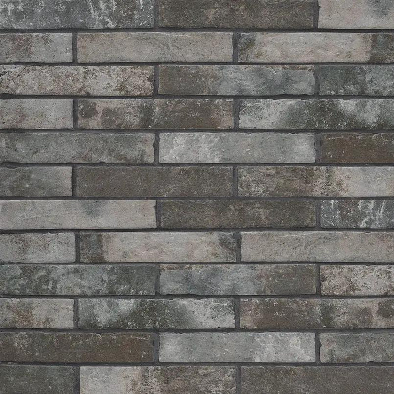 Brickstone Charcoal Brick 2x10 Matte Porcelain Tiles by MSI Surfaces