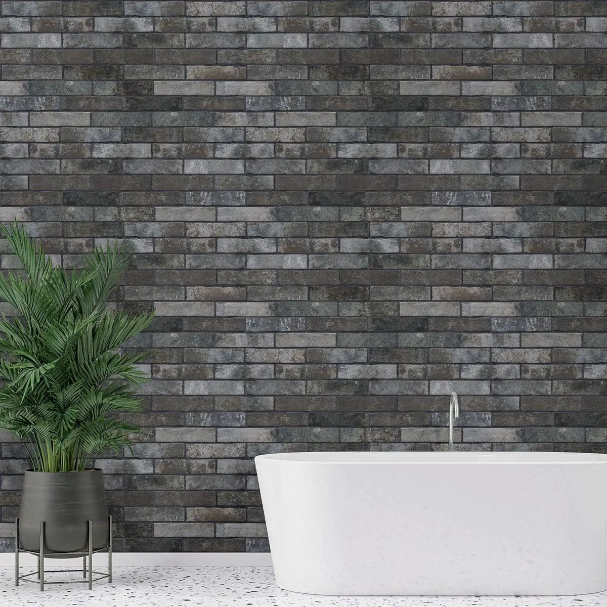 Brickstone Charcoal Brick 2x10 Matte Porcelain Tiles by MSI Surfaces