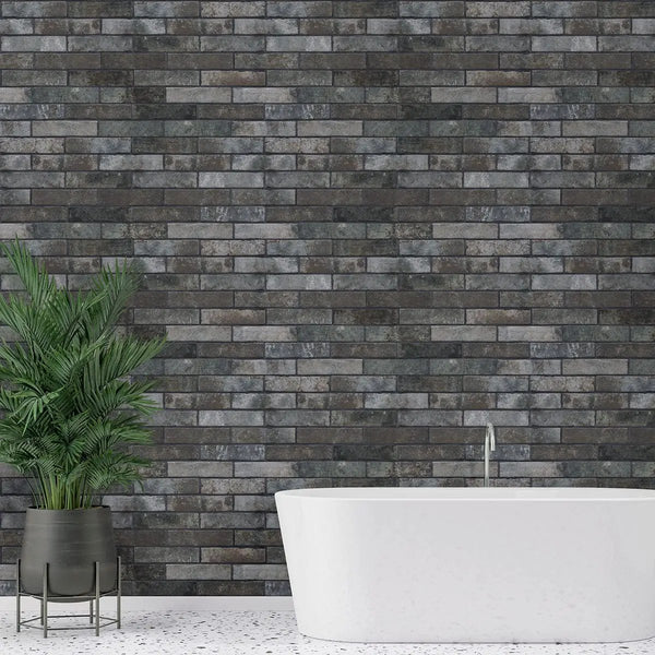Brickstone Charcoal Brick 2x10 Matte Porcelain Tiles, photo 2 of 5