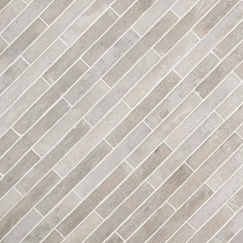 Brickstone Ivory Porcelain Tile 2x10 Matte Brick Mosaics angled view