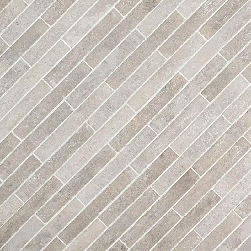 Brickstone Ivory Porcelain Tile 2x10 Matte Brick Mosaics angled view